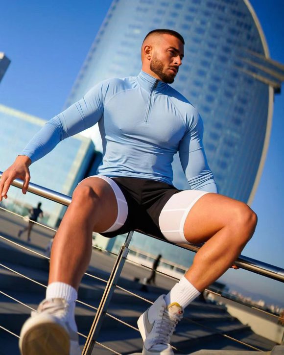 Fitness T-shirt, Quick Drying Half Zip Top, Tight Fitting Clothes, Long Sleeves - Image 5