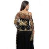 Long Sequined Embroidered Feather Shawl - Image 3
