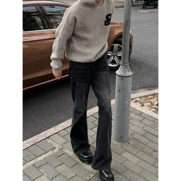 American High Street Retro Black Straight Skinny Jeans For Men - Image 6