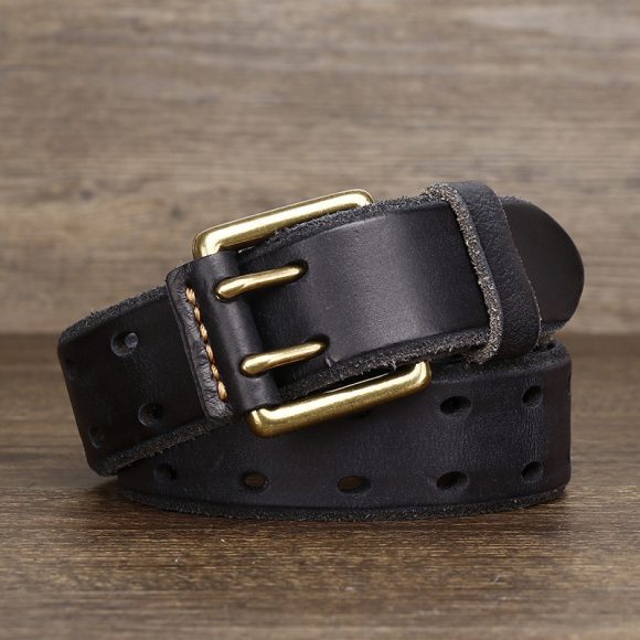Men's Casual Retro Free Pin Punch First Layer Cowhide Lazy Belt - Image 2