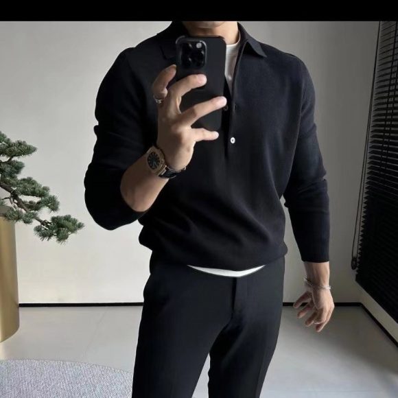 Knitted Long Sleeve Casual Bottoming Shirt - Image 3