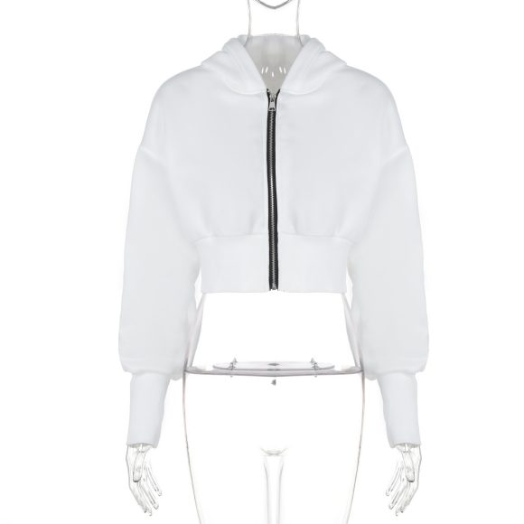 Women's Fashion Cardigan Zipper Hooded Long Sleeve - Image 3