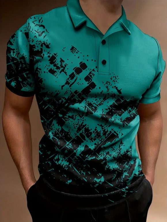 Men's Print Breathable Fashion Polo Shirt Top - Image 2