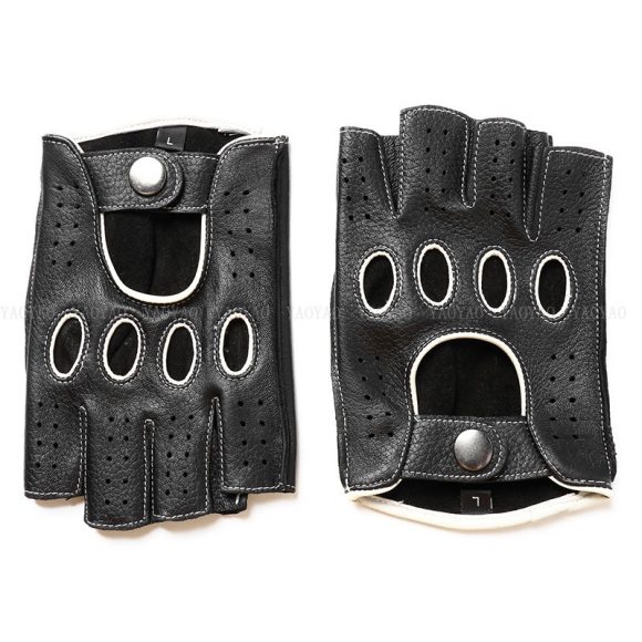 Riding Outdoor Leather Half Finger Sheepskin Gloves - Image 2