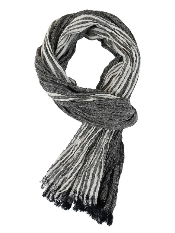 Men's Scarf Spring And Summer Pinstripe Color Matching - Image 4