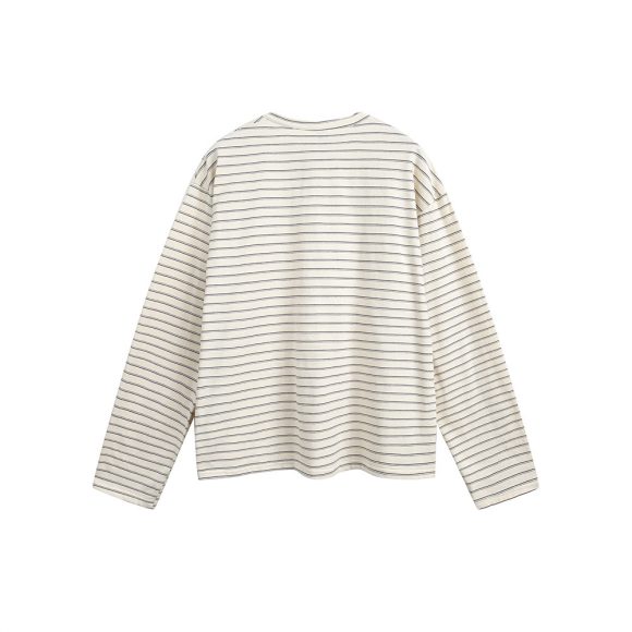 American Retro Men's Clothes Striped Long Sleeve Embroidered Button T-shirt - Image 3