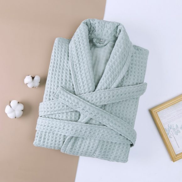 Cotton Double Waffle Unisex Thickened Long Robe - Image 2