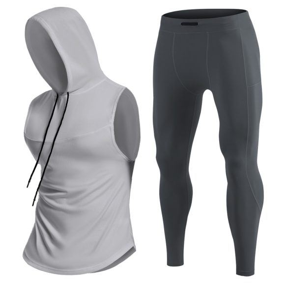 Men's Hooded Breathable Quick-dry Vest Trousers Suit - Image 6