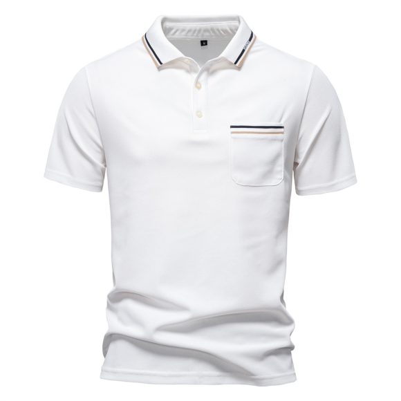 Short-sleeved Polo Shirt Striped Lapel Business Casual Top Men - Image 3