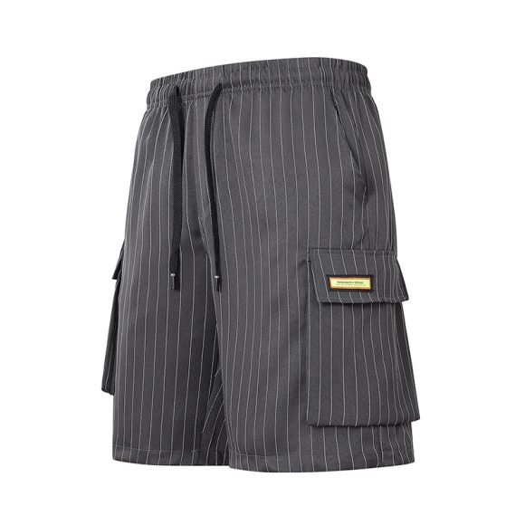 Chinese Style Summer Striped Casual Shorts Men's Loose Straight Beach Pants Shorts - Image 5