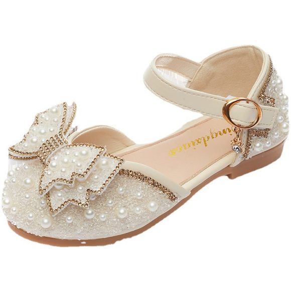 Summer Girls Pearl Bow Princess Shallow Mouth Pumps - Image 3