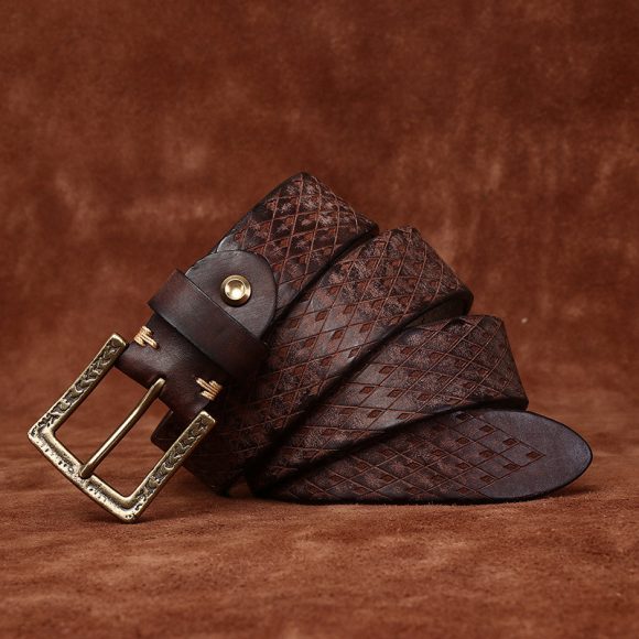 Original Diamond Carved Men's Denim Belt - Image 5