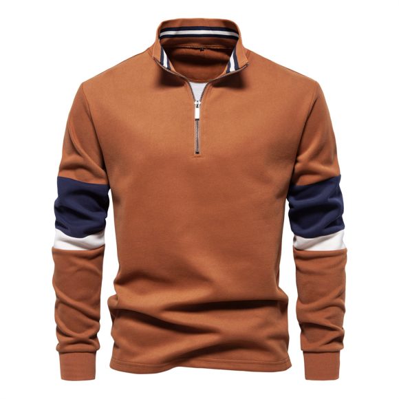 Polo Collar Contrast Color Casual All-matching Hoodie - Image 5