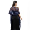 Long Sequined Embroidered Feather Shawl - Image 9