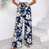 Casual Simple Comfortable High Waist Flower Print Wide Leg