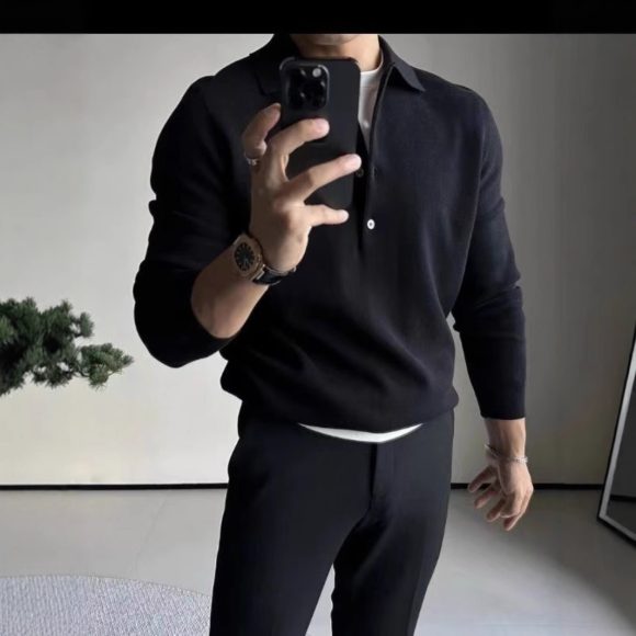 Knitted Long Sleeve Casual Bottoming Shirt - Image 6
