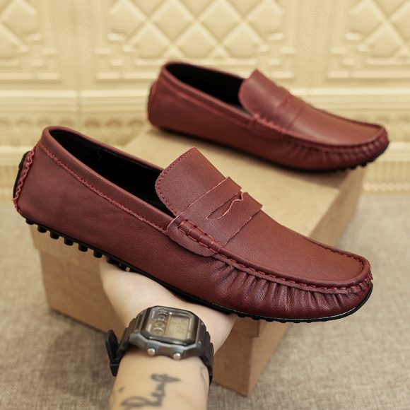 Men's Fashion British Leather Beanie Shoes - Image 6