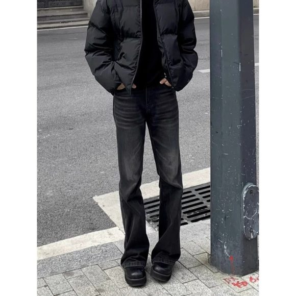 American High Street Retro Black Straight Skinny Jeans For Men - Image 5