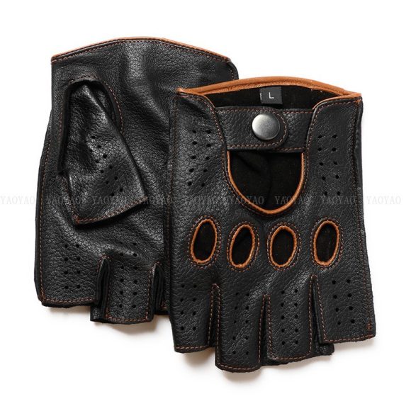 Riding Outdoor Leather Half Finger Sheepskin Gloves - Image 10