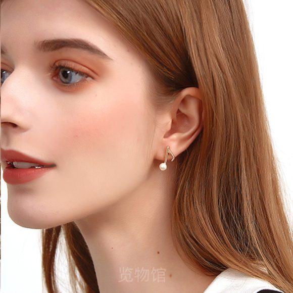 Faux Pearl Stud Earrings Notes Of Denis Expo - Image 3