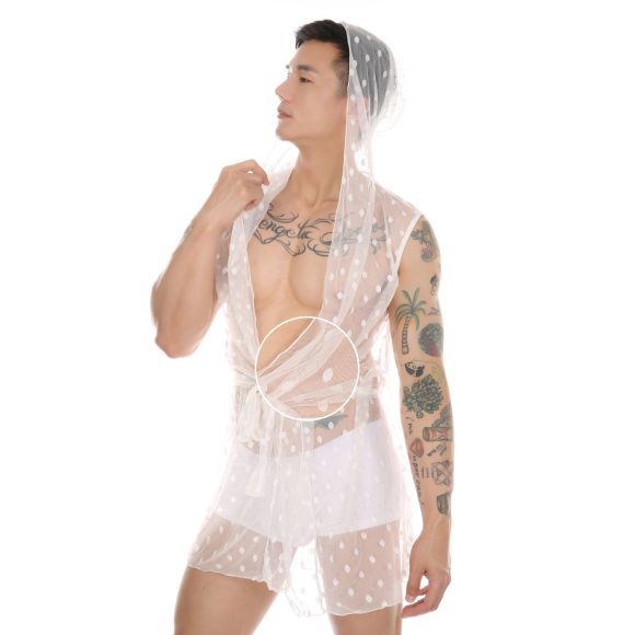 Men's Transparent Fashion Lace Mesh Bathrobe - Image 6