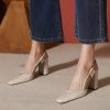 Closed Toe Back Empty High Heel Cool Pumps Full Leather
