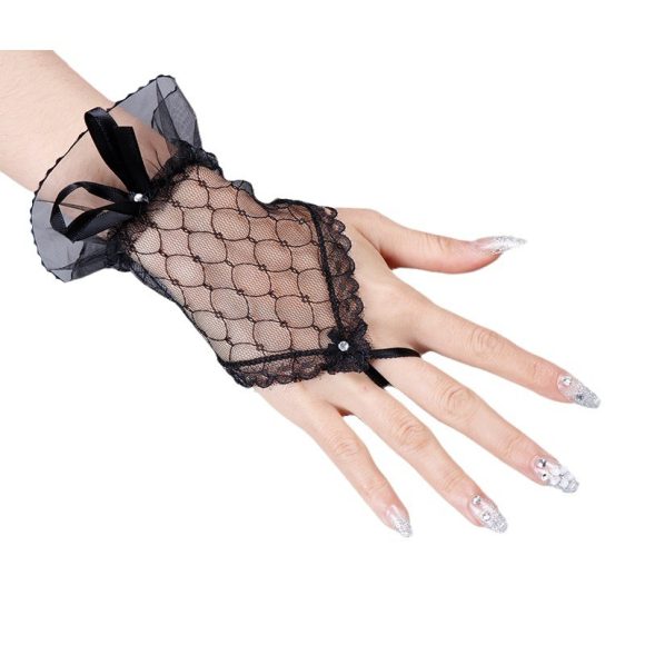 Mesh Lace Fingerless Bow Oversleeves Girl - Image 2