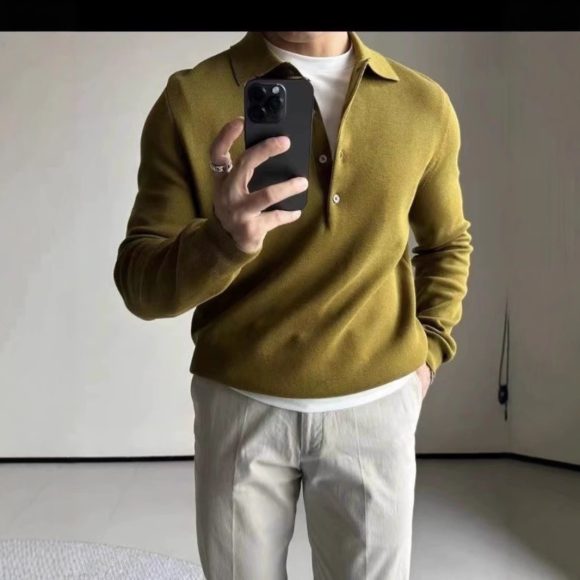Knitted Long Sleeve Casual Bottoming Shirt - Image 9