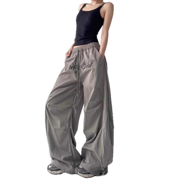 Men's And Women's Letter Embroidery Retro Paratrooper Pants - Image 6