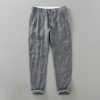 Retro Breathable Straight Yarn-dyed High Sense Linen Pants Men - Image 4