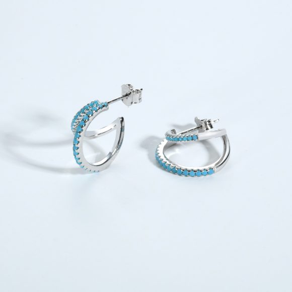 Double C Full Rhinestone Zircon Geometric Ins Temperament Entry Lux Personalized Earrings - Image 6