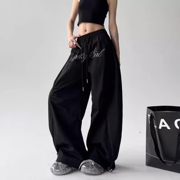 Men's And Women's Letter Embroidery Retro Paratrooper Pants - Image 4