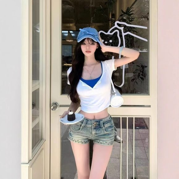 Pure Desire Style Sexy Super-fairy Slim Fit Short Sleeve Shirt
