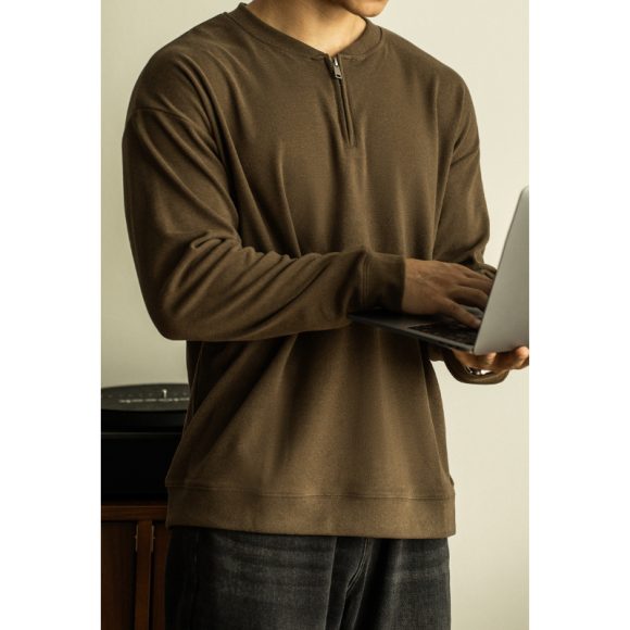 Half Long-sleeve Zipper T-shirt Men's Casual Bottoming Shirt - Image 6