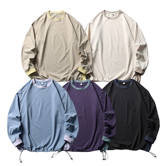 American-style Sports Loose Breathable Quick-drying Sun Protection Drawstring At Hem Round Neck Top For Men - Image 4