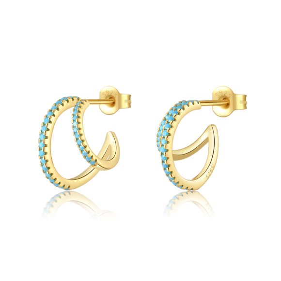 Double C Full Rhinestone Zircon Geometric Ins Temperament Entry Lux Personalized Earrings - Image 3
