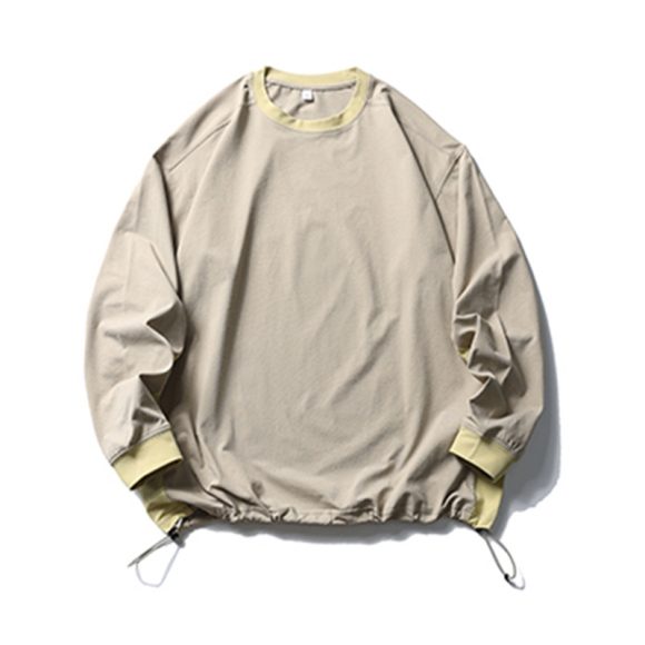 American-style Sports Loose Breathable Quick-drying Sun Protection Drawstring At Hem Round Neck Top For Men - Image 3