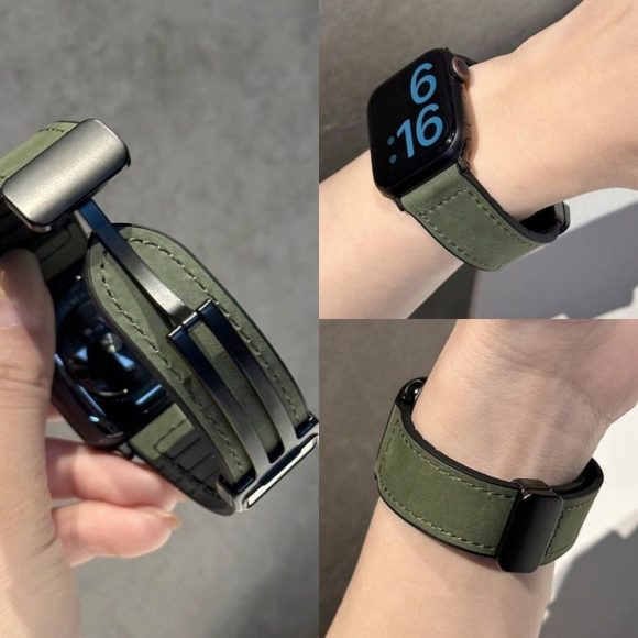 Watch Band Folding Magnetic Buckle Genuine Leather - Image 8