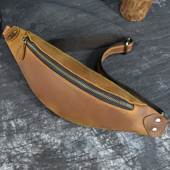 Men's Multi-functional Retro Crazy Horse Leather Belt Bag - Image 5