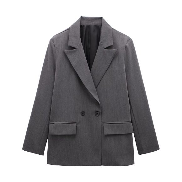 Women's Multi-color Commuter Loose Design Double-breasted Jacket - Image 5