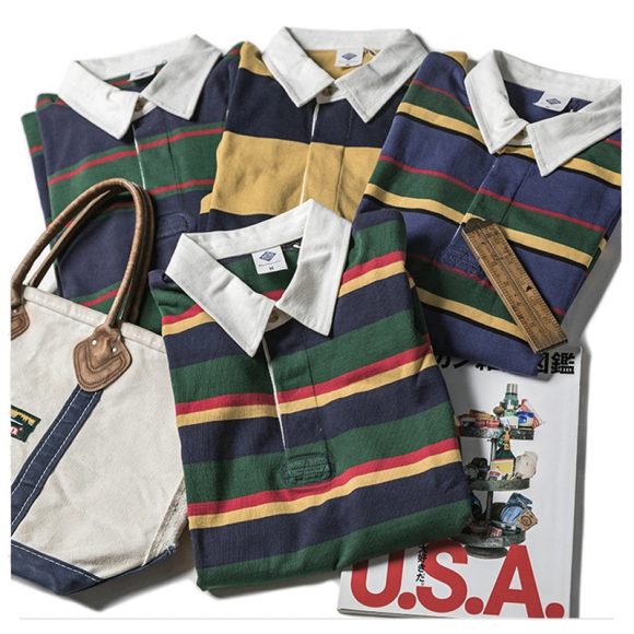 Men's Polo Collar Stripes T-shirt Retro Long Sleeve - Image 7