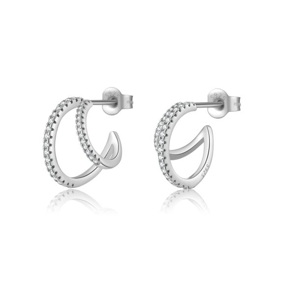 Double C Full Rhinestone Zircon Geometric Ins Temperament Entry Lux Personalized Earrings - Image 4