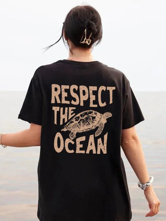 Women's Casual Fashionable Breathable Turtle Printed Short Sleeve - Image 3