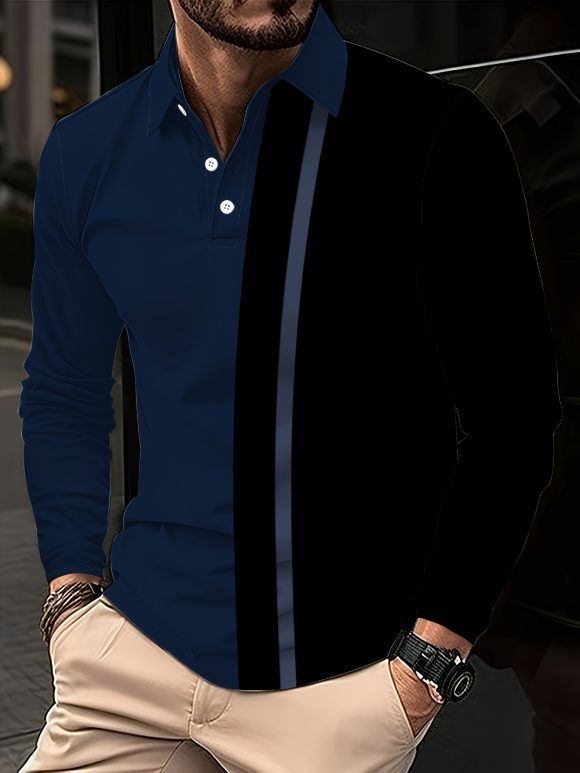 Men's Button Casual Slim Lapel 3D Printed Long Sleeve - Image 10