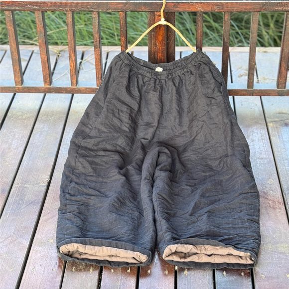 Women's High Temperature Washed Ramie Straight Wide Leg Cotton Pants - Image 3