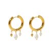 18K Gold Titanium Steel Pearl Earrings - Image 6