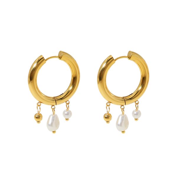 18K Gold Titanium Steel Pearl Earrings - Image 6