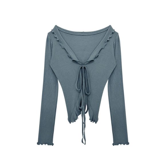 Small Coat Wave Wooden Ear Slim-fit Long-sleeved Cardigan - Image 8