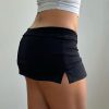 Simple Drawstring Split Solid Color Low Waist Anti-exposure Slimming Sheath Pantskirt - Image 6