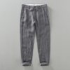 Retro Breathable Straight Yarn-dyed High Sense Linen Pants Men - Image 8
